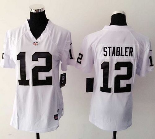 Nike Raiders #12 Kenny Stabler White Women's Stitched NFL Elite Jersey - Click Image to Close